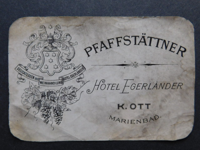 Etiketa V�na - PFAFFST�TTNER - Hotel Egerl�nder K.OTT -  Marienbad - Mari�nsk� L�zn� - okres Cheb